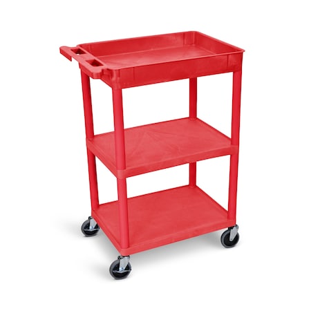 Luxor Tub Top and Flat Middle/Bottom Shelf Cart RDSTC122RD